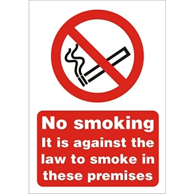 Image of Seco No Smoking It Is Against The Law To Smoke In These Premises Sign, A4 (210mm x 297mm) 1mm Semi Rigid Plastic