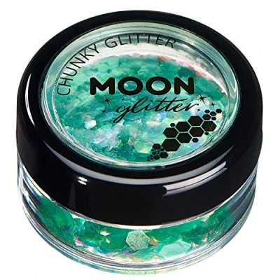Image of Iridescent Chunky Glitter by Moon Green Cosmetic Festival Makeup for Face, Body, Nails, Hair, Lips 3g