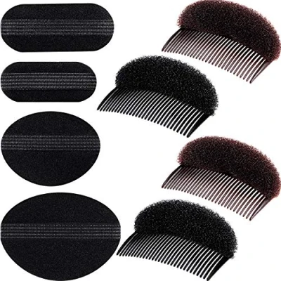 Image of Bump It Up Volume Hair Base Set Sponge Styling Insert Braid Tool Comb Clip Bun Pad Accessories for Women Girls DIY Hairstyle (8 Pieces)