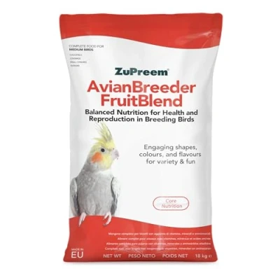 Image of ZuPreem Fruitblend Complete Bird Food Suitable for Cockatiels, Lovebirds, Small Conures, Quakers and other Medium Birds Breeder Diet 18kg