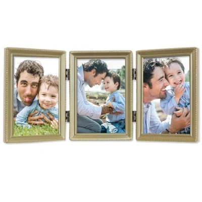 Image of Lawrence Frames Bead Border Design, 3.5x5 Triple, Satin Gold