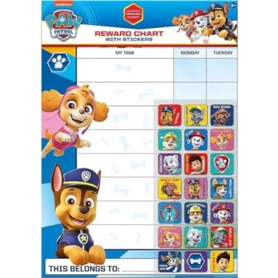 Image of Paper Projects 01.70.30.024 Paw Patrol Everyday Reward Chart and 56 Sparkly Stickers,for ages 3+, 29.7cm x 42cm