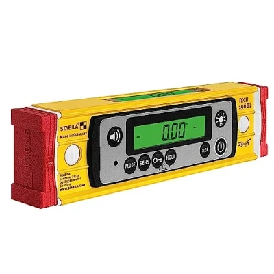 Image of STABILA TECH 196 DL 23 cm Digital Spirit Level IP67 Waterproof and Dustproof 2 Displays Calibration Free Display Modes ,%, mm/m, in/ft, Bag