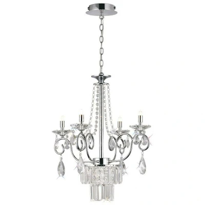 Image of Eden Ceiling Pendant Chandelier 4 Light G9 Polished Chrome, Crystal