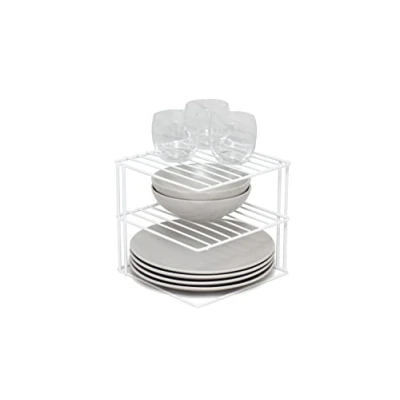 Image of simplywire 3 Tier Plate Rack Kitchen Cupboard Organiser White Square