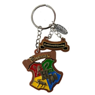 Image of GWCC Licensed Harry Potter Wooden Enamel 3D Keyring Keychain, 5 Houses, Hogwarts, Gryffindor, Slytherin, Hufflepuff and Ravenclaw (Hogwarts)