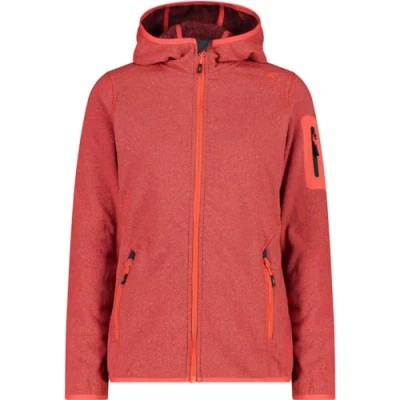 Image of CMP Woman Jacket Fix Hood, Red Fluo Poppy Anthracite, XXS