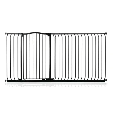 Image of Safetots Extra Tall Curved Top Safety Gate, 189cm 198cm, Matt Black, 100cm in Height, Pressure Fit Stair Baby Gate for Doors Hallways and Spaces, Barrier, Easy Installation
