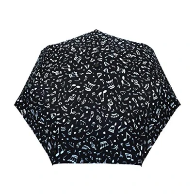 Image of SMATI Compact Folding Umbrella automatic opening and closing; 7 fiberglass ribs; Windproof; Robust; Diameter=90cm; great classic; Protective cover; Woman’s Men’s umbrella; MUSICAL NOTES design