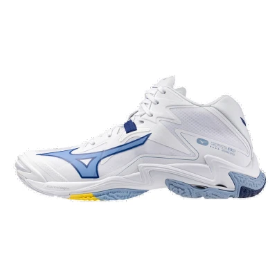 Image of Mizuno WAVE LIGHTNING Z8 MID Volleyball Shoes White/BellwetherBlue/BelAirBlu Women/Men Size 11,5