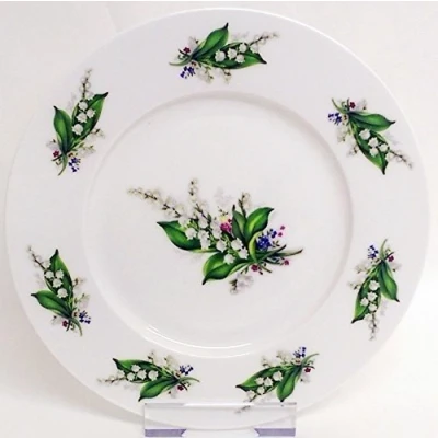 Image of fromeuropewithlove, Heritage Lily of the Valley 8&quot; Plates Set 2 Fine Bone China Lilies Side Hand Decorated in UK