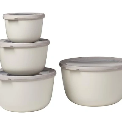 Image of Mepal Multi Bowl Cirqula 4 Piece Set Food Storage Container with Lid Suitable as Airtight Box for Fridge &amp; Freezer, Microwave 500, 1000, 2000, 3000ml Nordic Green