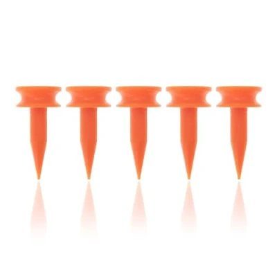 Image of ECADDIE Orange 25mm Plastic Castle Golf Tees (100 Pack)