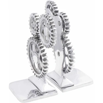 Image of vidaXL Bookends 2 pcs Silver 10x10x22 cm Aluminium Cog