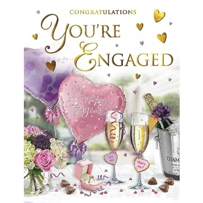 Image of Regal Publishing Congratulations You&#039;re Engaged Engagement Card Bubbly 8 x 6 inches
