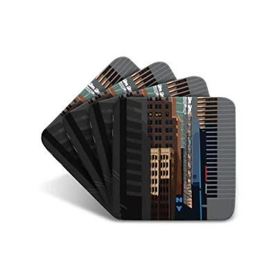 Image of New York&quot;Broadway&quot; Set of 4 Coasters American USA Gift by Leslie Gerry