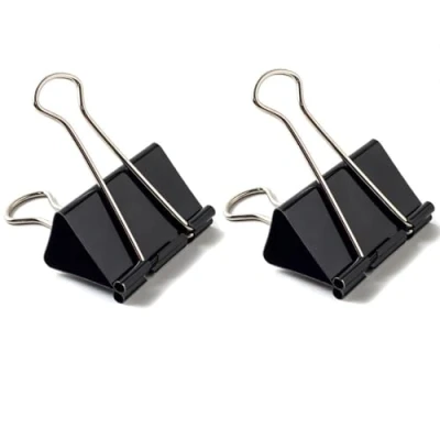 Image of Coideal Medium Binder Paper Clips, 24 Pack 32mm Black Bull Metal Foldback Clip Clamps for Office