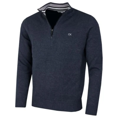 Image of Calvin Klein Mens 1/2 Zip CK Golf Sweater Dark Ocean Marl Sport M