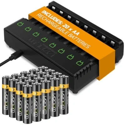 Image of Venom Power 8 Way Charging Dock plus 20 x AA 1000mAh Rechargeable Batteries