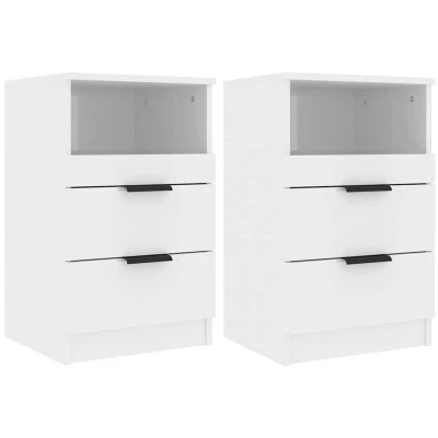 Image of vidaXL Bedside Cabinets 2 pcs High Gloss White Engineered Wood
