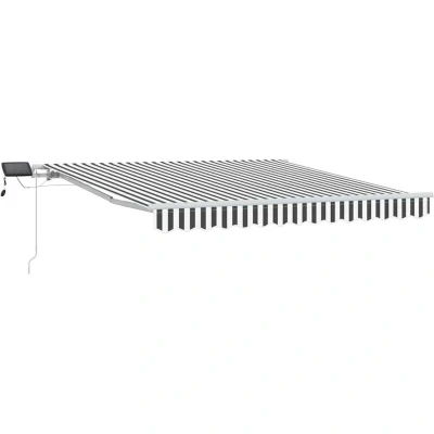 Image of vidaXL Manual Retractable Awning with LED Anthracite&amp;White 300x250 cm