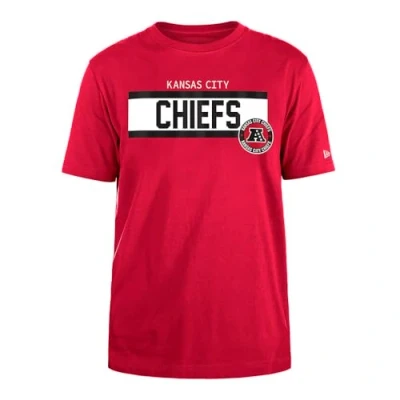 Image of KANSAS CITY CHIEFS New Era Cap NFL Regular T Shirt High Density Ink Screenprint Front Graphic Original Team Color Unisex Red
