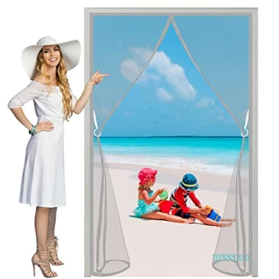 Image of Magnetic Fly Screen Door Grey 235x195cm Heavy Duty Mesh Curtain Doors,Seal Automatically,Keeps Mosquitoes Insects Out,Easy to Install Without Drilling,Customizable