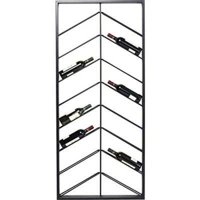 Image of Kare Design Wall Wine Shelf Bistro Double, Black, Steel, Hanging Rack for Bottle, 70x160cm, Industrial Style, Decor, Room Decor Living Room, Kitchen