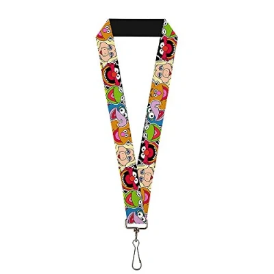 Image of Buckle Down Women&#039;s Lanyard 1.0 Muppets Faces C/u Black Key Chain, Multicolor, One Size