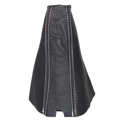 Image of The Tuning Shop Gear Gaiter Compatible with Land Rover Discovery 3 LR3 2004 2009 Black Leather White Stitching
