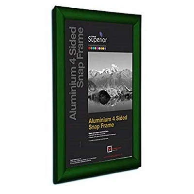 Image of SECO Superior A3 Aluminium 4 Sided 25mm Front Loading Picture/Poster Snap Frame Green GREENA3