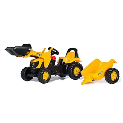 Image of ROLLY TOYS rollyKid JCB Loader &amp; Trailer Kids&#039; Ride On Toy Black Yellow, Yellow,Black