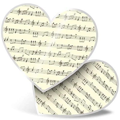 Image of 2 x Heart Stickers 7.5 cm Sheet Musical Note Vintage Music Laptop Tablet Luggage Scrapbook #13121