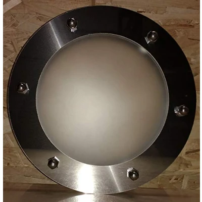 Image of Porthole for Door Flat Stainless Steel INOX 230 mm Glass Matte Nuts Coupling