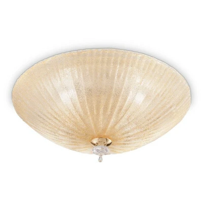 Image of Shell 3 Light Indoor Flush Wall / Ceiling Gold with Amber Glass, E27