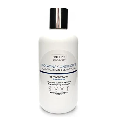 Image of Fine Line Apothecary Hydrating Conditioner 99% Natural Coconut, Moringa, Argan, Yang Ylang. No Sulfates/Parabens/Silicones, pH 5.5, Sensitive Skin. 250ml