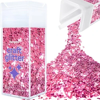 Image of Glitter for Craft Shaker Rose Pink Resin Tumblers Cards Christmas Jewellery Candle Super Chunky Nail Face Cosmetic 110g / 3.9oz