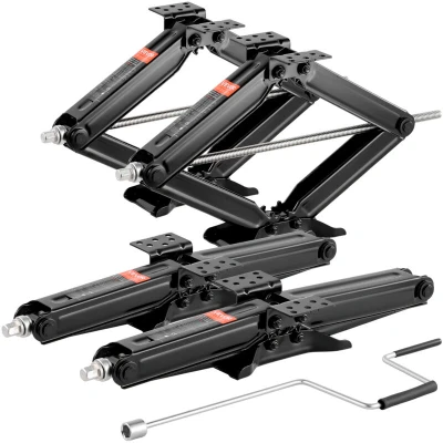 Image of VEVOR 6500 lbs RV Scissor Jacks, 4 23.4 in Stabilizer Leveling Set of 4, Heavy Duty Jack with Crank Handle, Socket and Bubble Levels, Not Easily Bent or Deformed