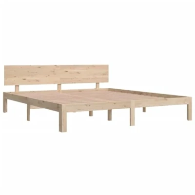 Image of vidaXL Bed Frame Base Platform Solid Wood Brown 180x200 cm Super King Size with Headboard for Modern Bedroom