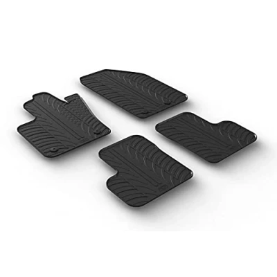 Image of Gledring GL 0576 Rubber car mats set compatible with Fiat 500X 2015 &amp; Jeep Renegade after 02/2015 (T profile 4 pieces + mounting clips)
