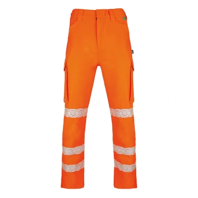 Image of Beeswift Envirowear Orange Hi Vis Trouser Unisex Reflective Sustainable Circular Process Safety PPE Workwear 38 Regular