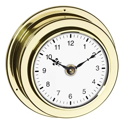 Image of TFA Dostmann Analogue Wall Brass MARITIM, 98.1021, Made in Germany, Quartz Clock, 21.6 x 15.8 6.8 cm