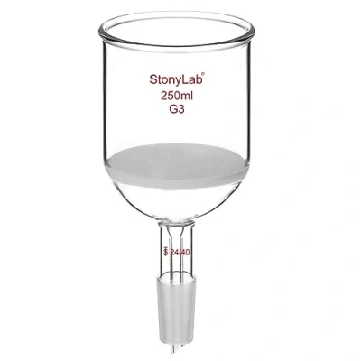 Image of stonylab Buchner Filtering Funnel, Borosilicate Glass Filtration Funnel with Fine Filter Disc (G3) and 24/40 Lower Standard Joint, 250 ml