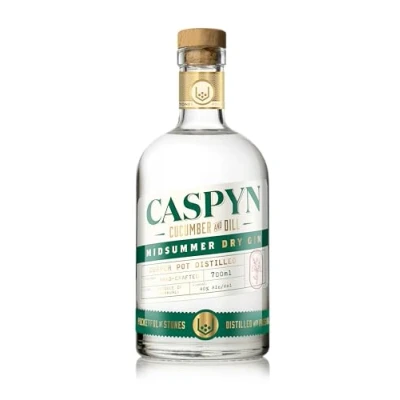 Image of Caspyn Midsummer Gin 70cl A Refreshing Dry Hand Crafted Cornish Gin, Infused with Cucumber, Lemon &amp; Orange Peel, Grass and Japanese Tea Botanicals