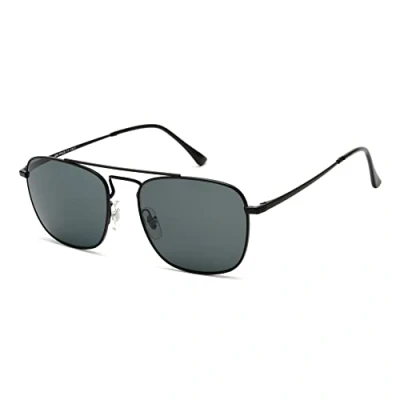 Image of Jim Halo Retro Square Pilot Sunglasses Premium Glass Lens Flat Metal Eyewear Men Women (Black/Grey)