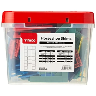 Image of TIMCO SHIMTUB Assorted Colourful spacers, shims, Plastic Packers, 1.0 6.0mm, Set of 400 Pieces