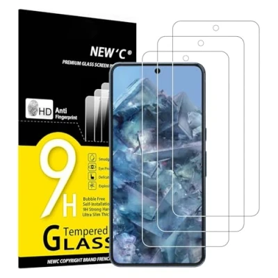 Image of NEW&#039;C 3 Pack Designed for Google Pixel 8 Pro Screen Protector Tempered Glass,Case Friendly Scratch proof, Bubble Free, Ultra Resistant