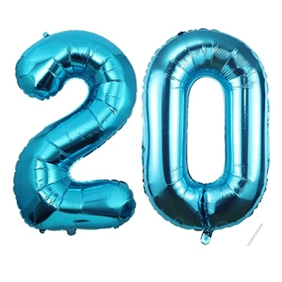 Image of Number Balloons 20,Blue 20 Balloon 40 Inch Giant Helium Foil for Boys Girls 20th Birthday Party Decor Anniversary Decorations Supplies