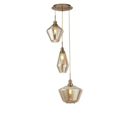 Image of Mia 3 Light Cluster Drop Ceiling Pendant Champagne Glass
