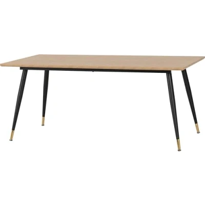 Image of Seconique Dining Table, Engineered Wood, Medium Oak Effect/Black, W 1800mm x D 900mm H 755mm